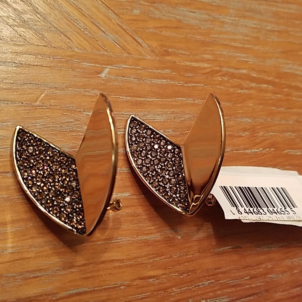 Giles and Bros Unique Gold and Crystal Earrings